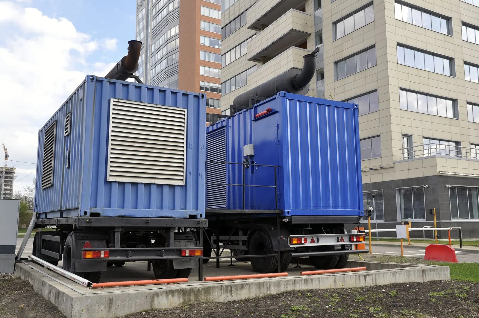 Industrial diesel generator providing backup power to a cold storage facility