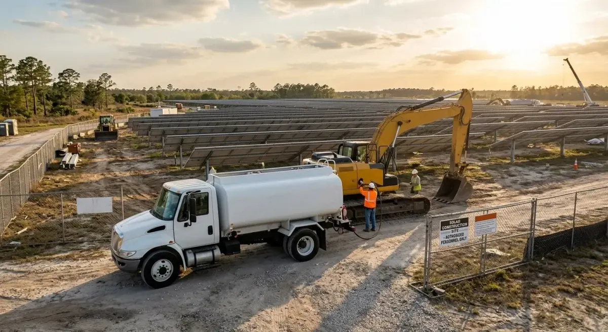 Generator fuelling on a solar farm construction site