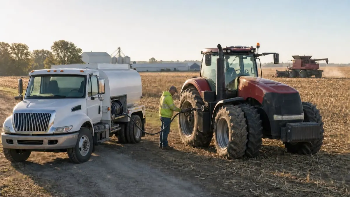 Off-road dyed diesel delivery to farm equipment during harvest